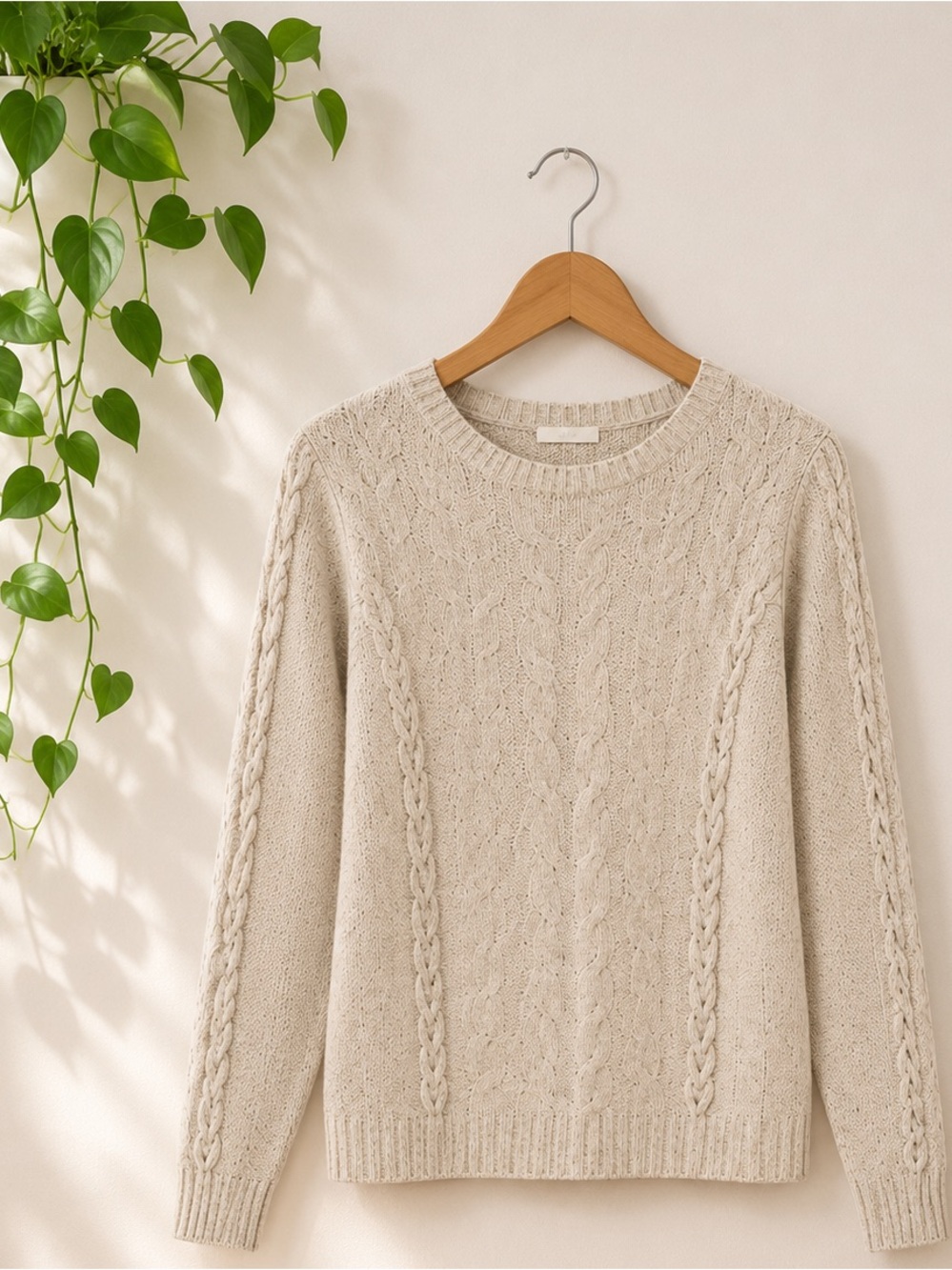 J. Jill Stone Heather Cable Crewneck Sweater